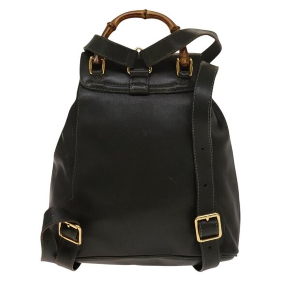 GUCCI Bamboo Backpack Leather Outlet Khaki Gold 003 3444 0030 Auth main image 9